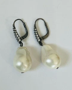 PENDIENTES PLATA ESTERLINA GRANDES BARROCOS PERLA CIRCONITA CÚBICA COLGANTE PALANCA TRASERA - Imagen 1 de 22