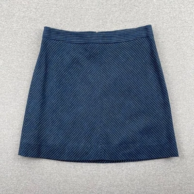 Falda DKNY para mujer 8 azul marino a rayas mezcla de lino línea A mini retro preppy Foto 1 de 4
