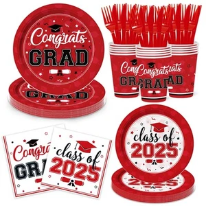 144Pcs Graduation Party Supplies, Class of 2025 Graduation Tableware Paper Pl... - Picture 1 of 6