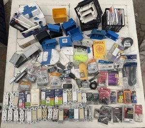 AS IS - Leviton - Electricians Variety Lot- Outlets/Switches/Boxes/covers/25 Lbs - Picture 1 of 10