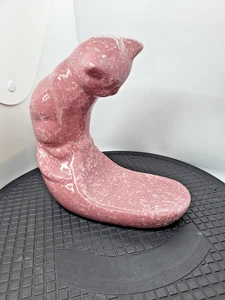 Royal Haeger vintage? Soporte para pecera moteada rosa raro de cerámica para gatos sin cuenco - Imagen 1 de 9