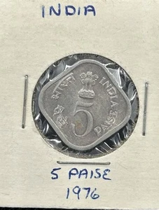 India 5 Paise 1976 (B) FAO Tractor Utility Pole - Picture 1 of 3
