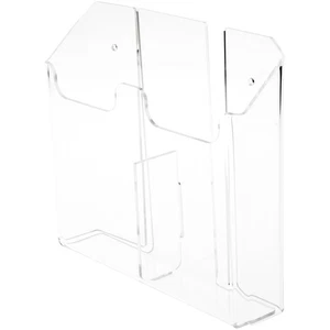 Plymor Clear Acrylic 2-Pocket Wall Mount Brochure Holder Up to 4" Wide Documents - Picture 1 of 1