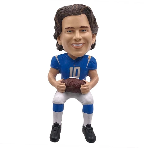 Justin Herbert Los Angeles Chargers Benchwarmerz Sitting Mini Bobblehead NFL Cover