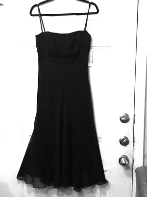 Nuevo con etiquetas Vestido Jonathan Martin Talla 10 (M) Cóctel Fiesta Negro Sin Tirantes Seda Transparente Foto 1 de 4