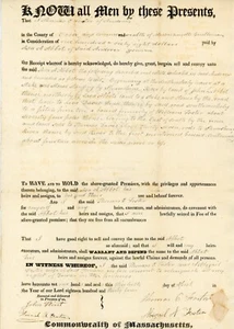 1834 Andover MA Land Deed Firmado Thomas C. Foster & Mark Newman Juez de Paz - Imagen 1 de 3