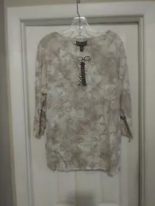 Top de mujer Dana Buchman multicolor mezcla algodón hebilla serpiente manga corta talla xl - Imagen 1 de 8