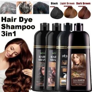 Black/Brown Hair Dye Shampoo Natural Permanent Instant Dye Hair Color Shampoo - Picture 1 of 64