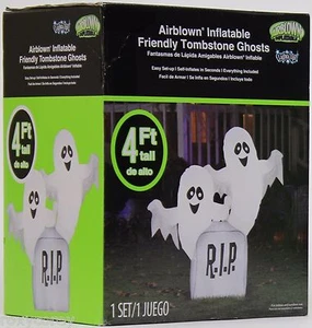 Halloween 4 Fuß beleuchtet freundlicher Grabstein Geist luftgeblasen aufblasbar Neu im Karton - Bild 1 von 1