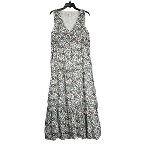 Maxi abito donna Rachel Zoe M boho floreale scollo a V cotone a strati senza maniche - Foto 1 di 9