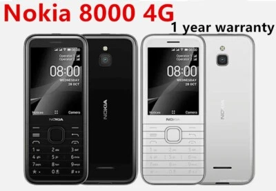 Nokia 8000 4G Black White Dual SIM 4G GSM LTE Unlocked KaiOS SmartPhone - Image 1 of 4