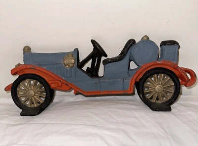 VTG Old Ford Model T Car Door Stopper Hand Painted Cast Iron Figural Solid Heavy - Изображение 1 из 4
