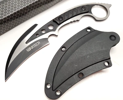 Concealed Carry Full Tang Fixed Blade Karambit Boot Knife Sheath Finger Ring - Image 1 of 4