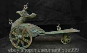 16,4 Zoll alte chinesische Bronzeware Shang Dynastie Phönix Vogel Fahrzeug Statue - Bild 1 von 13