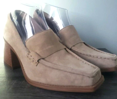 Vince Camuto Brasil Mujer Beige Cuero Mocasines Tacones Talla 8.5M/39 Foto 1 de 4