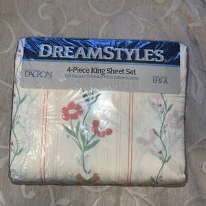 VINTAGE BIBB CO. DREAMSTYLES KING SIZE SHEET SET NIB REFLECTIONS Pink FLORAL - Picture 1 of 5