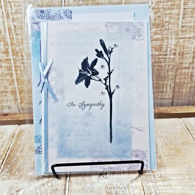 Paper Magic Sympathy Greeting Card Blue Floral Ribbon Sealed - Image 1 of 4