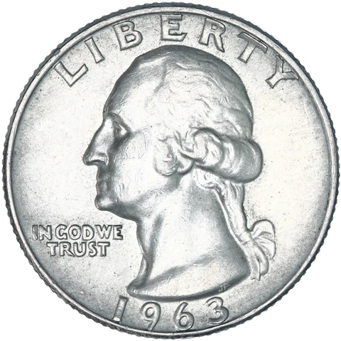 1963 D Washington Quarter 90% Silver About Uncirculated AU Cover