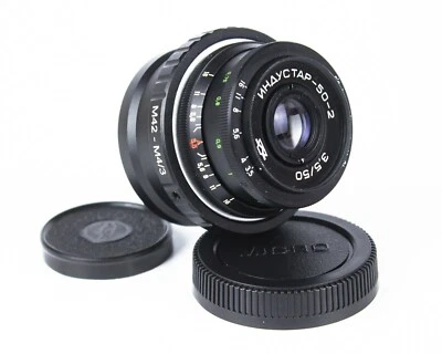 INDUSTAR 50 - 2 Soviet Lens (3.5/50 mm) Copy Tessar Mount M42 - Micro M 4/3 - Image 1 of 4