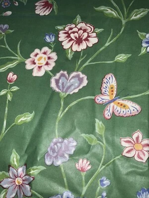 TELA CHINTZ FLORAL VERDE PERSONALIZADA ~ PANELES DE PUERTAS FRANCESAS ~ CHINTZ 88”L Foto 1 de 4