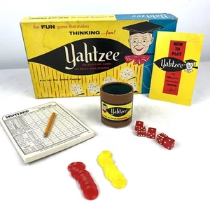 Vintage 1956 Yahtzee Dice Board Game Milton Bradley & 1980 Score Pad - Picture 1 of 10