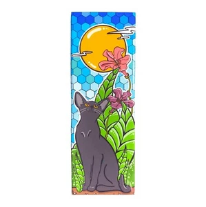 White Cat Tropical Plant Magnet Pet Portrait Art Gift Collectible Home Decor - Picture 1 of 12