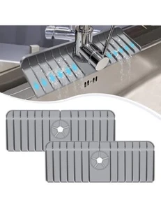 Protector contra salpicaduras de alfombrilla de silicona para grifo de 2 piezas para fregadero de cocina, colector de agua para grifo - Imagen 1 de 3