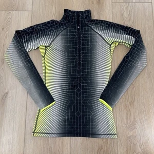 Nike Pro Sz L Womens Half Zip Pullover Neon Black Graphic Print Long Sleeve - Picture 1 of 5