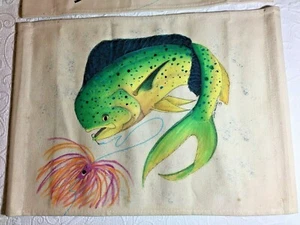 Neu ohne Etikett handbemalt DOLPHIN Canvas Ersatzbezug für Regiestuhl - Bild 1 von 3