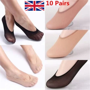 10 PAIRS WOMENS LADIES GIRLS SHOE LINERS FOOTSIES INVISIBLE SKIN THIN SOCKS - UK - Picture 1 of 10