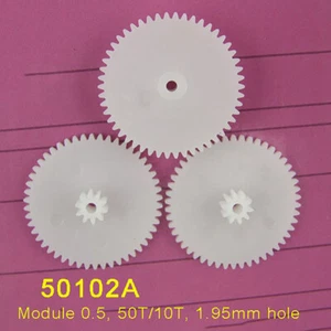 50102A Plastic Gear 0.5 Modulus 50T/10T 1.95mm Hole Small Gear Wheel Toy Robot - Photo 1/2