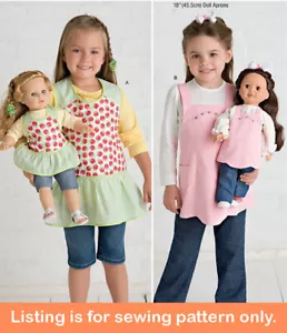 NÄHMUSTER Nähen passende Schürze Mädchen 18" Puppen Kittel passt American Girl 2465 - Bild 1 von 3