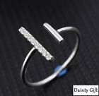 Women / Girl Gold Plated 925 Sterling Silver Cz Two Bar Ring Allergy Free 6-8