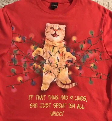 Fifth Sun Naranja Gato LED Iluminado Feo Navidad Sudadera Talla XL Foto 1 de 4