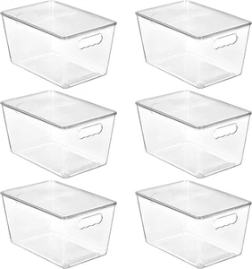 Vtopmart 6 Pack Clear Stackable Storage Bins with Lids, Large Plastic Containers - Picture 1 of 12