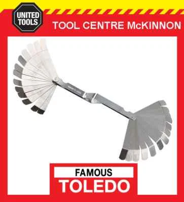 FAMOUS TOLEDO 301157 METRIC & IMPERIAL 26 BLADE CRANKED FEELER GAUGE - Image 1 of 2