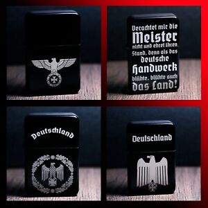 Wehrmacht EK Reichsadler Benzin Feuerzeug Deutschland Schwarz Meister Handwerk
