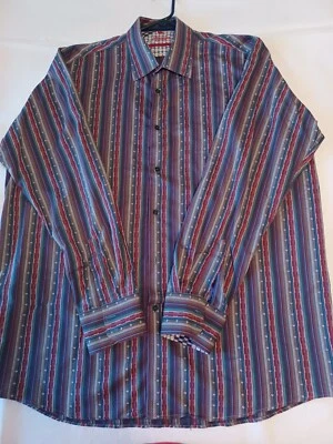 Camisa Luchiano Visconti Para Hombres XXL 2XL Dos Capas Puño Abatible Retro Club Disco Baile  Foto 1 de 4