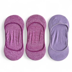 Hue Sneaker Liner Socks One Size Purple Magenta Interior Heel Grips 3 Pair Pack - Picture 1 of 2