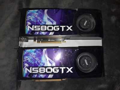 Nvidia MSI N580GTX Afterburner Graphics Card SLI Set Of 2 - Image 1 of 4