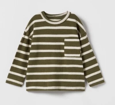 Zara Shirt Size 2-3 Years White and Green stripes. EUC - Image 1 of 4