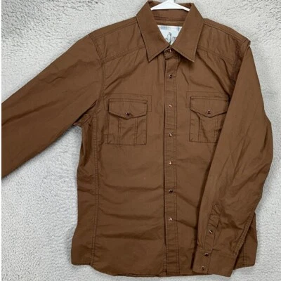 Fossil Pearl Snap Western Shirt Adult XL Brown Button Up Flap Pockets Casual Men - Image 1 of 4