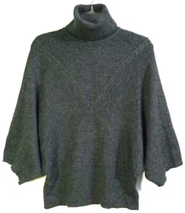 Peppe Peluso Charcoal Gray Batwing Sleeve Wool Blend Knit Turtleneck Sweater - Imagen 1 de 14