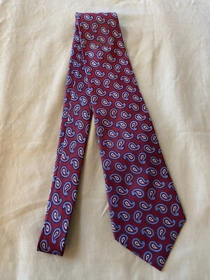 Corbata para el cuello hecha a mano CLUB ROOM by Charter Club azul sobre borgoña 100 % seda 60x3,75 Foto 1 de 4