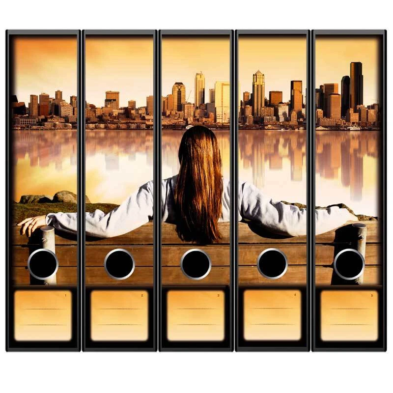 5 Ordnerrücken Motiv-Aufkleber BLICK AUF SEATTLE - Bild 1 von 1