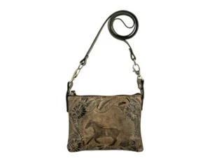 American West Western Handbag Womens Zip Distressed Charcoal 1583884 - Picture 1 of 1