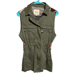 Thread & Supply Green Utility Vest With Southwestern Knit Back Size XS Aztec - Picture 1 of 9