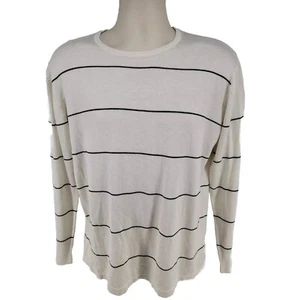 Eddie Bauer Sweater Men's Size XL White Striped Cotton Crew Neck - Picture 1 of 10