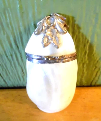 ANTIGUO MONEDERO VICTORIANO CHATELAIN MADREPERLA CON TAPA DE HOJA DE PLATA Foto 1 de 2