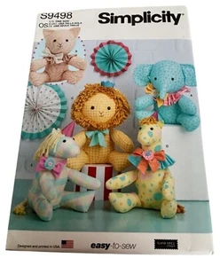 Simplicity Schnittmuster S9498 Plüschtiere Stofftiere Elefant Einhorn Giraffe - Bild 1 von 7